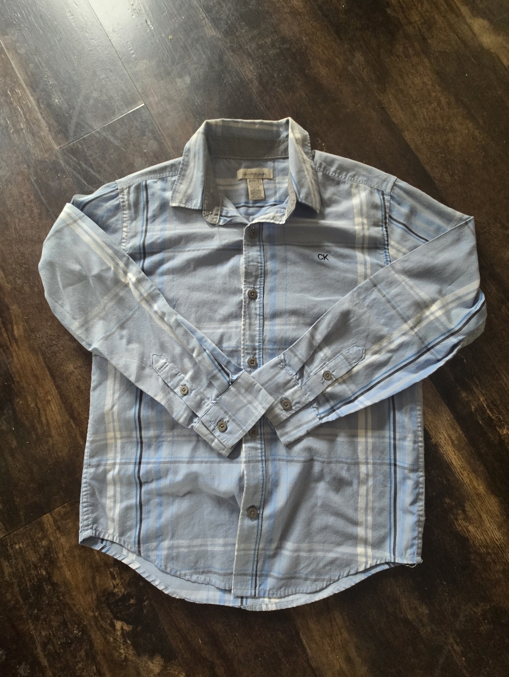 Calvin Klein Sky Blue Plaid Button-Down Shirt